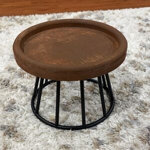 Rustic Brown Wooden Table with Black Metal Base